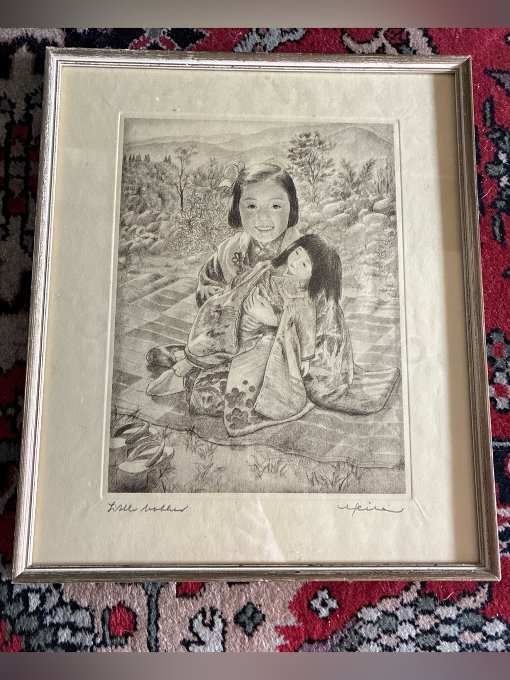 Seiler Willy etching ‘A Little Mother’ signed and framed